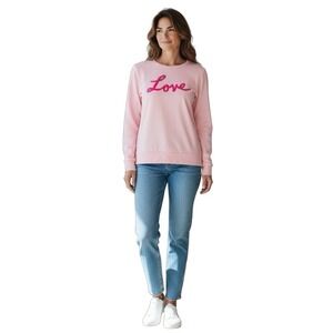Lilly Pulitzer Women's Small Pink Love Beaded Top‎ Long Sleeve NWT Cotton